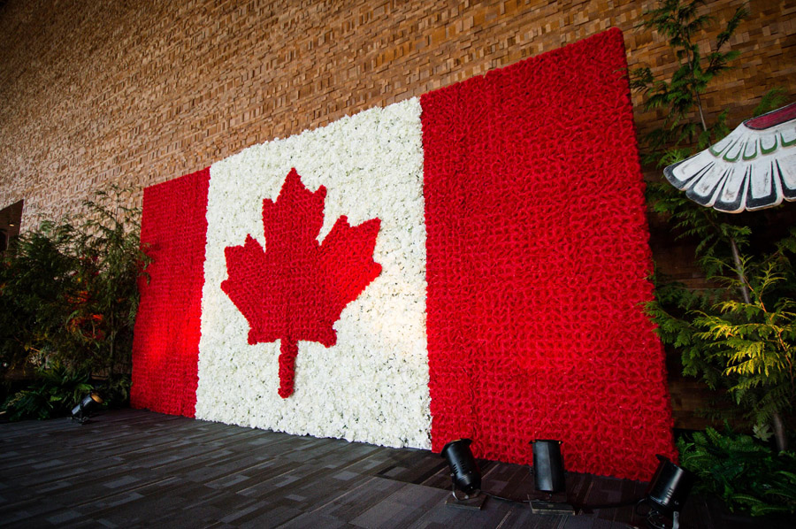 20 ft Canadian Flag Silk Flower wall